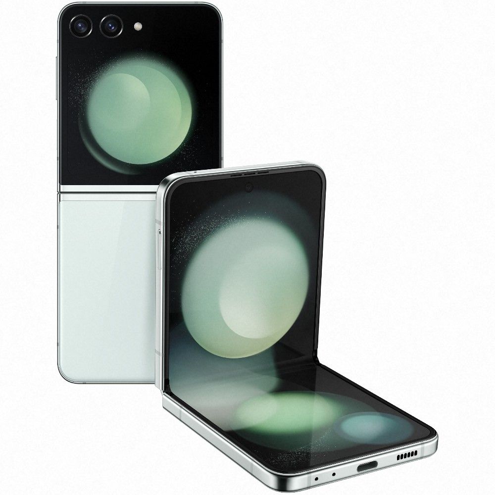 Mint Galaxy Z Flip 5, vistas traseira e frontal