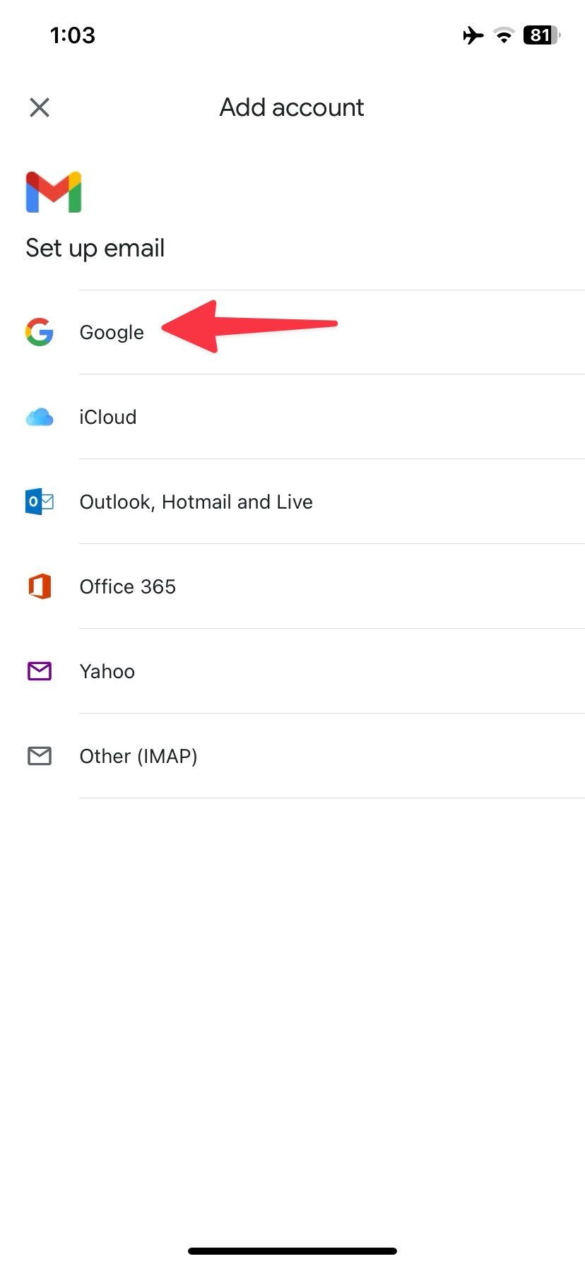 configurar o Google no Gmail no iPhone