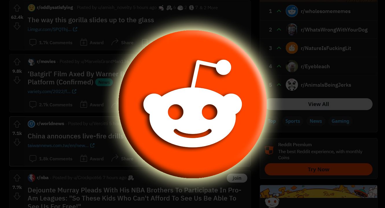 O logotipo do Reddit contra uma conversa do Reddit