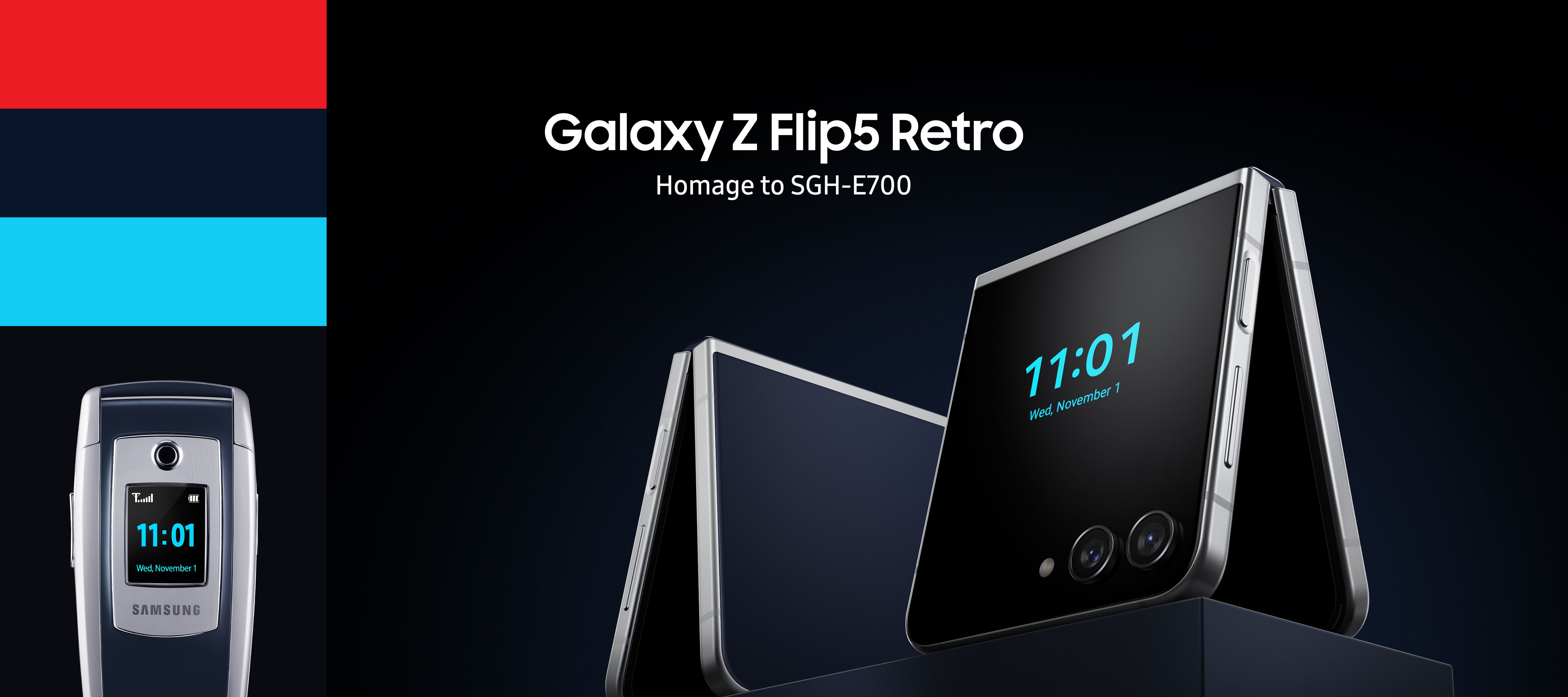 Samsung Galaxy Z Flip 5 Retro parcialmente dobrado