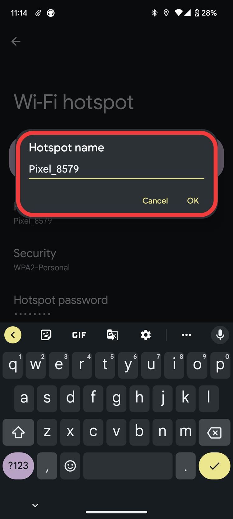 Uma captura de tela das configurações do Android mostrando a nomenclatura do ponto de acesso Wi-Fi.