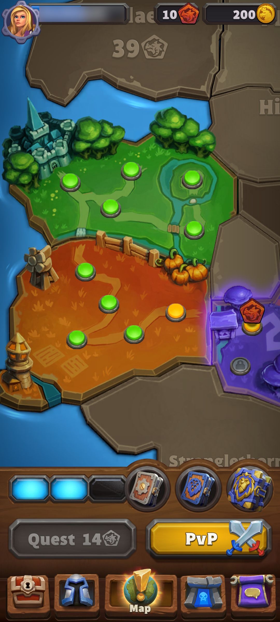 Visão geral do mapa em Warcraft Arclight Rumble
