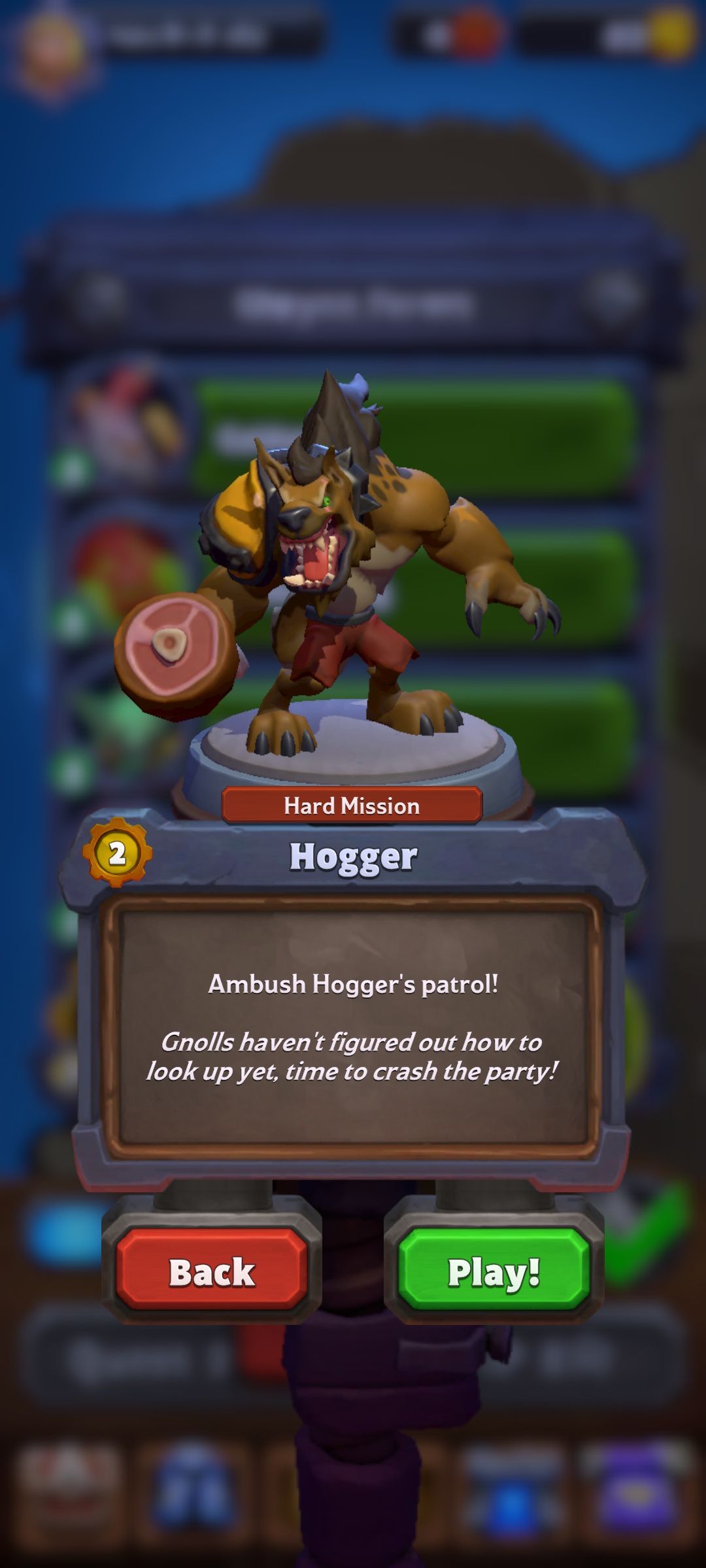 Dica de nível do inimigo Hogger