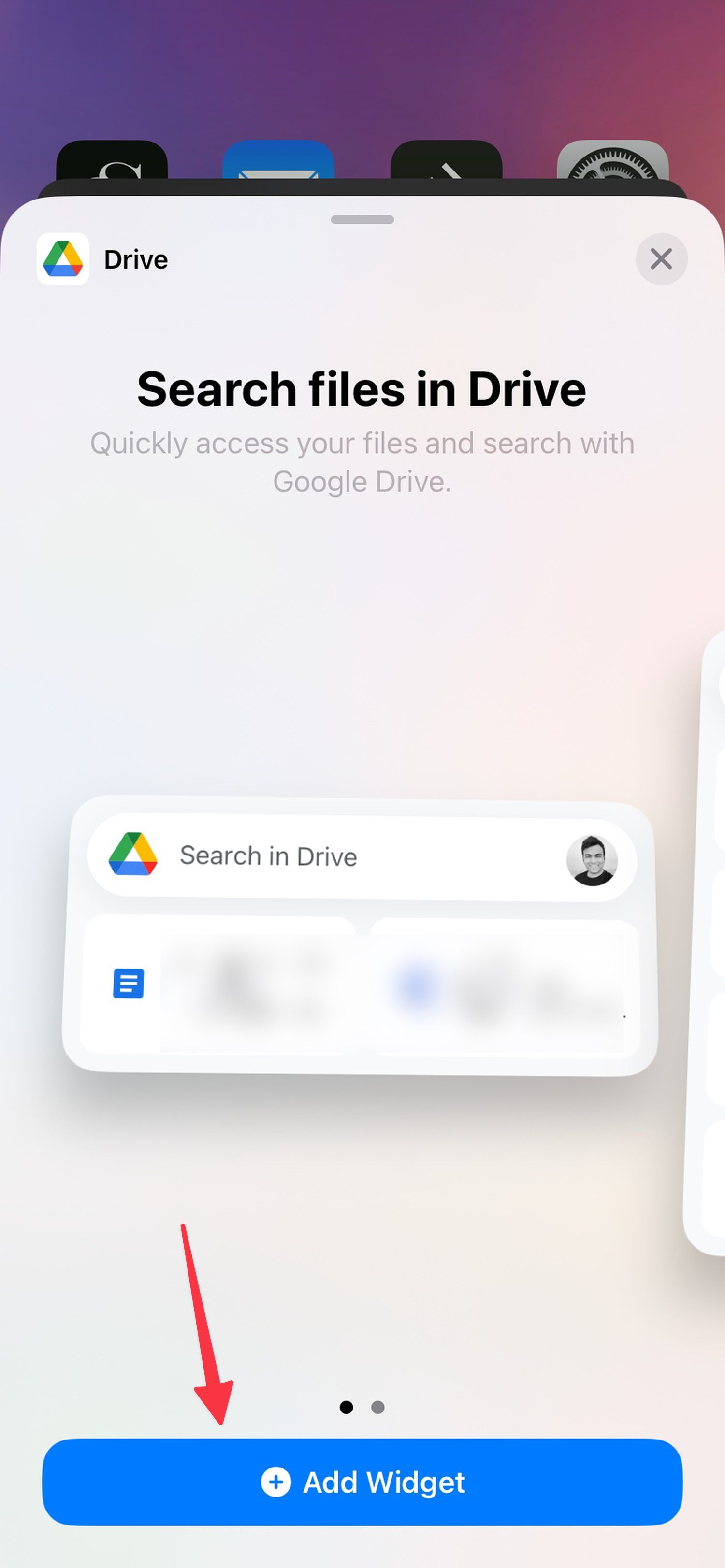 Adicione o widget do Google Drive à tela inicial do seu telefone.