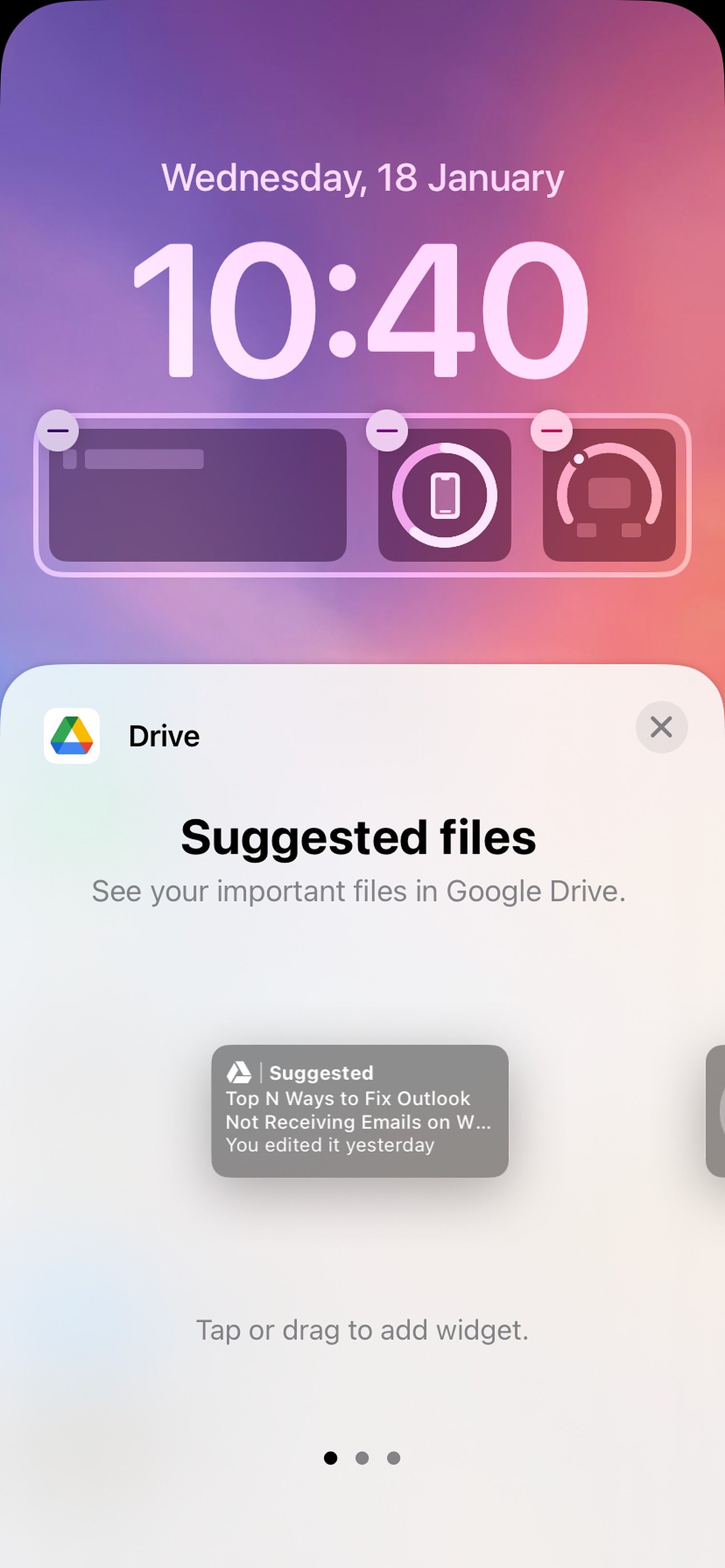 Adicione os arquivos sugeridos, pesquise e widgets do Google Drive com estrela à tela de bloqueio.
