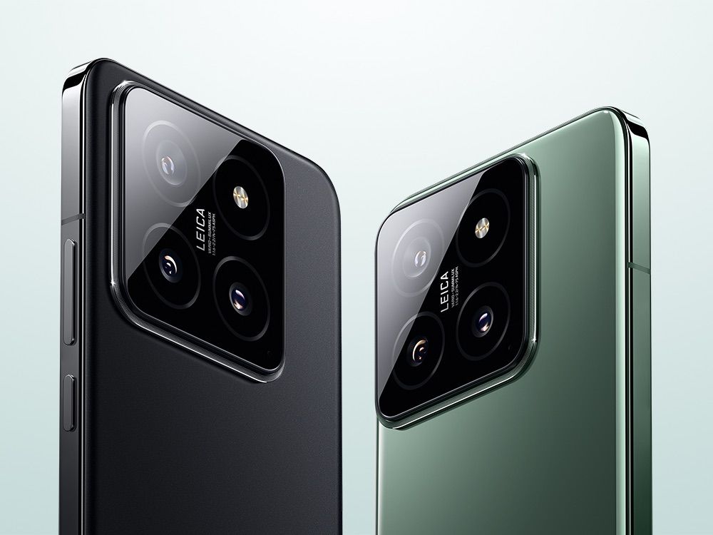 O Xiaomi 14 em preto e verde