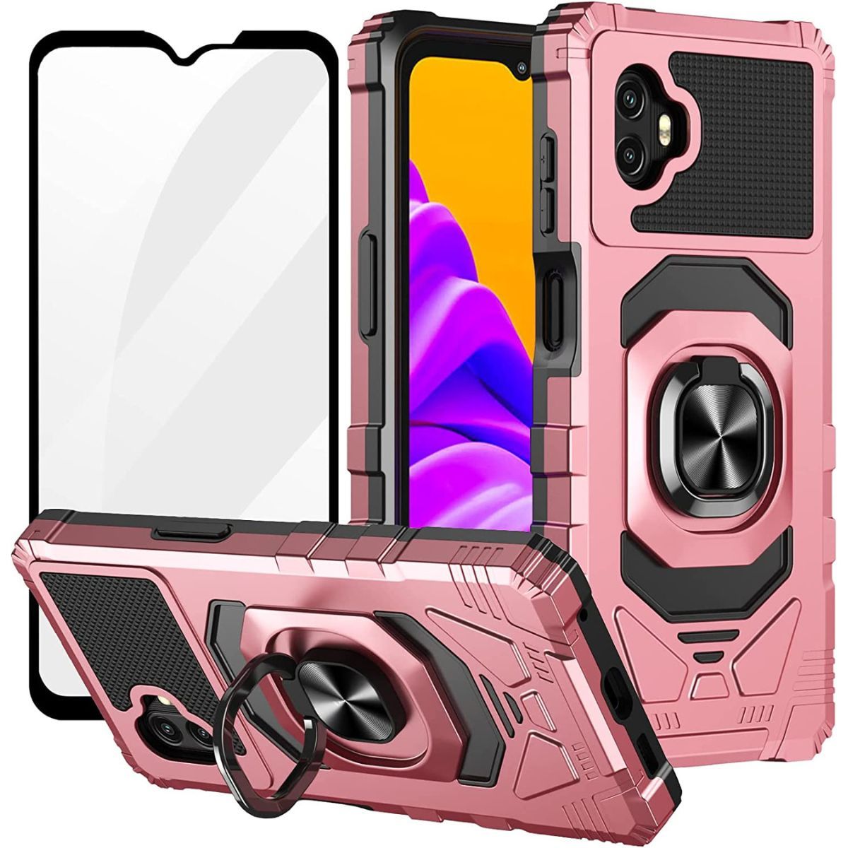 Capa Ailiber para Galaxy XCover6 Pro-1, frontal, traseira, protetor de tela e suporte 