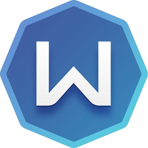 Logotipo Windscribe VPN azul e branco em fundo branco