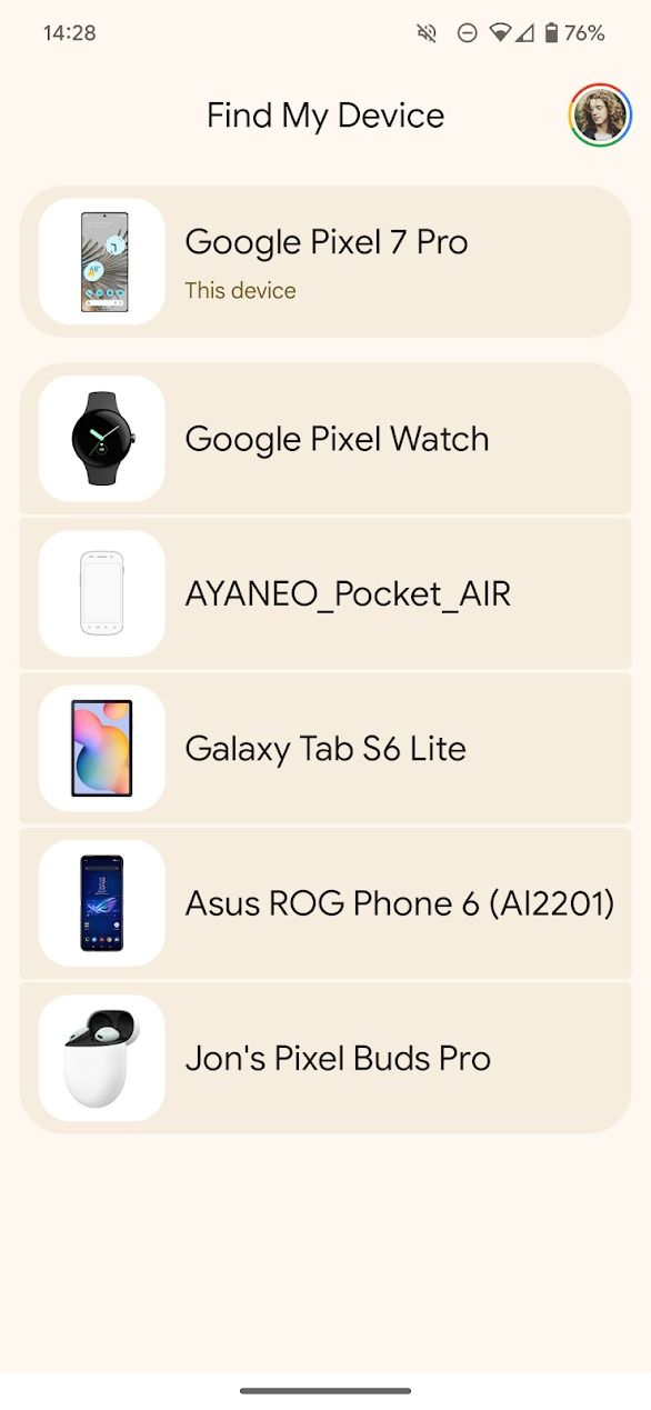 captura de tela da tela de localização de dispositivos do meu dispositivo
