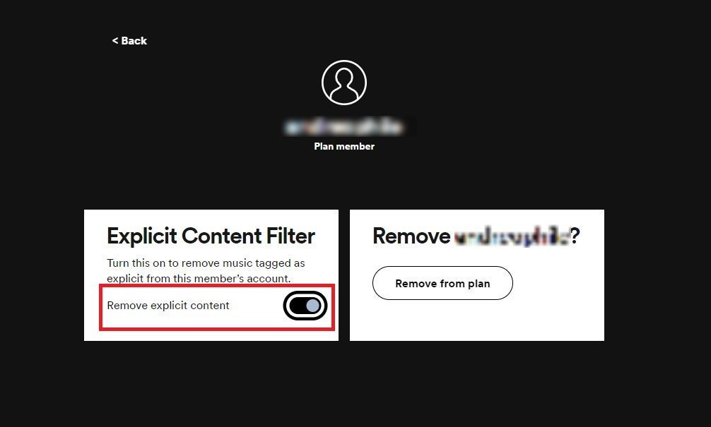 Captura de tela destacando ‘Remover conteúdo explícito’ no Spotify