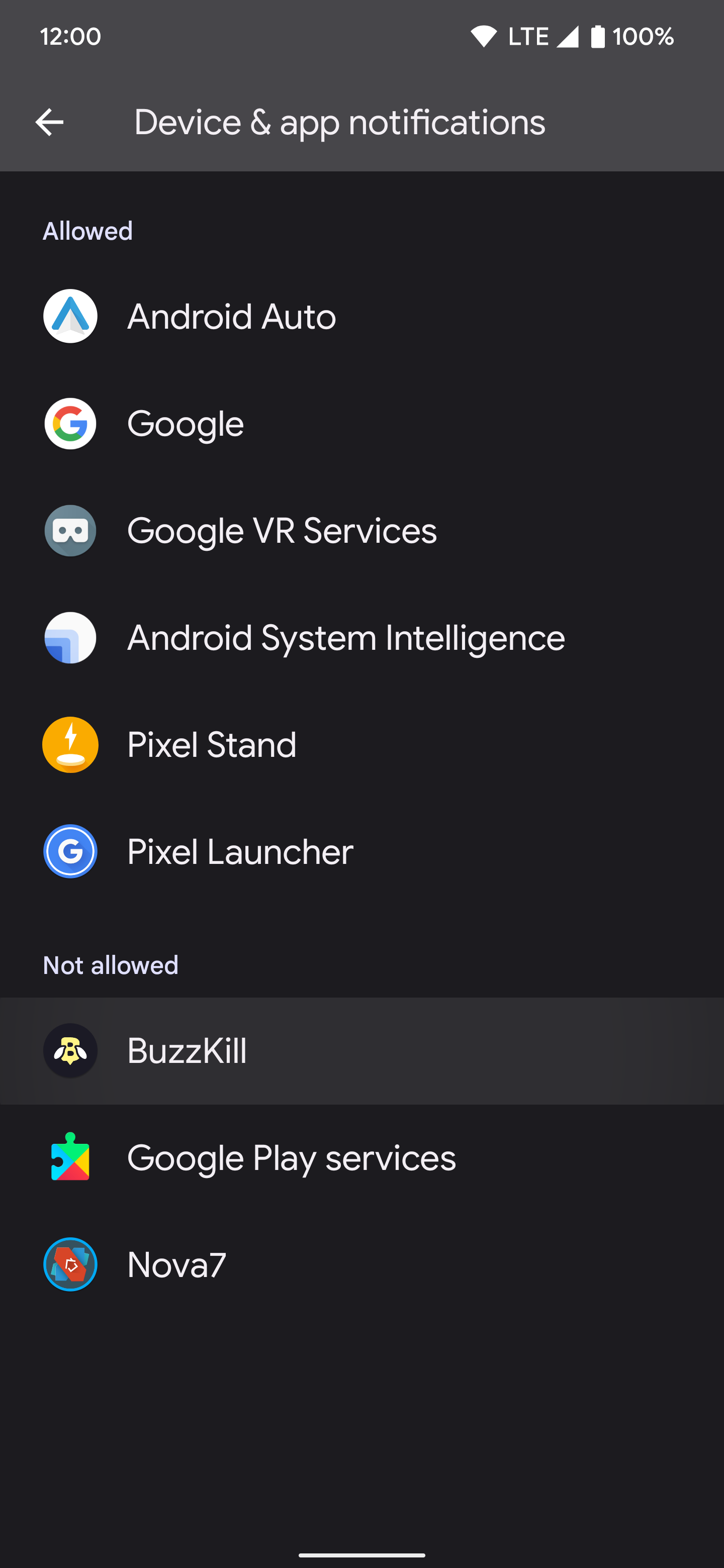 Uma captura de tela do BuzzKill não permitida em um Android 