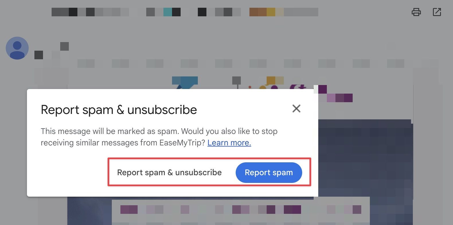 Denunciar e-mails como e-mail de spam