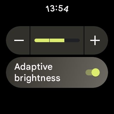captura de tela das configurações de brilho do pixel watch