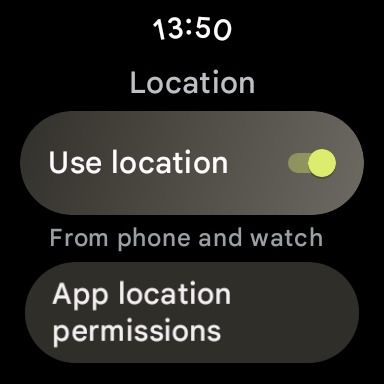 captura de tela das configurações de localização do pixel watch