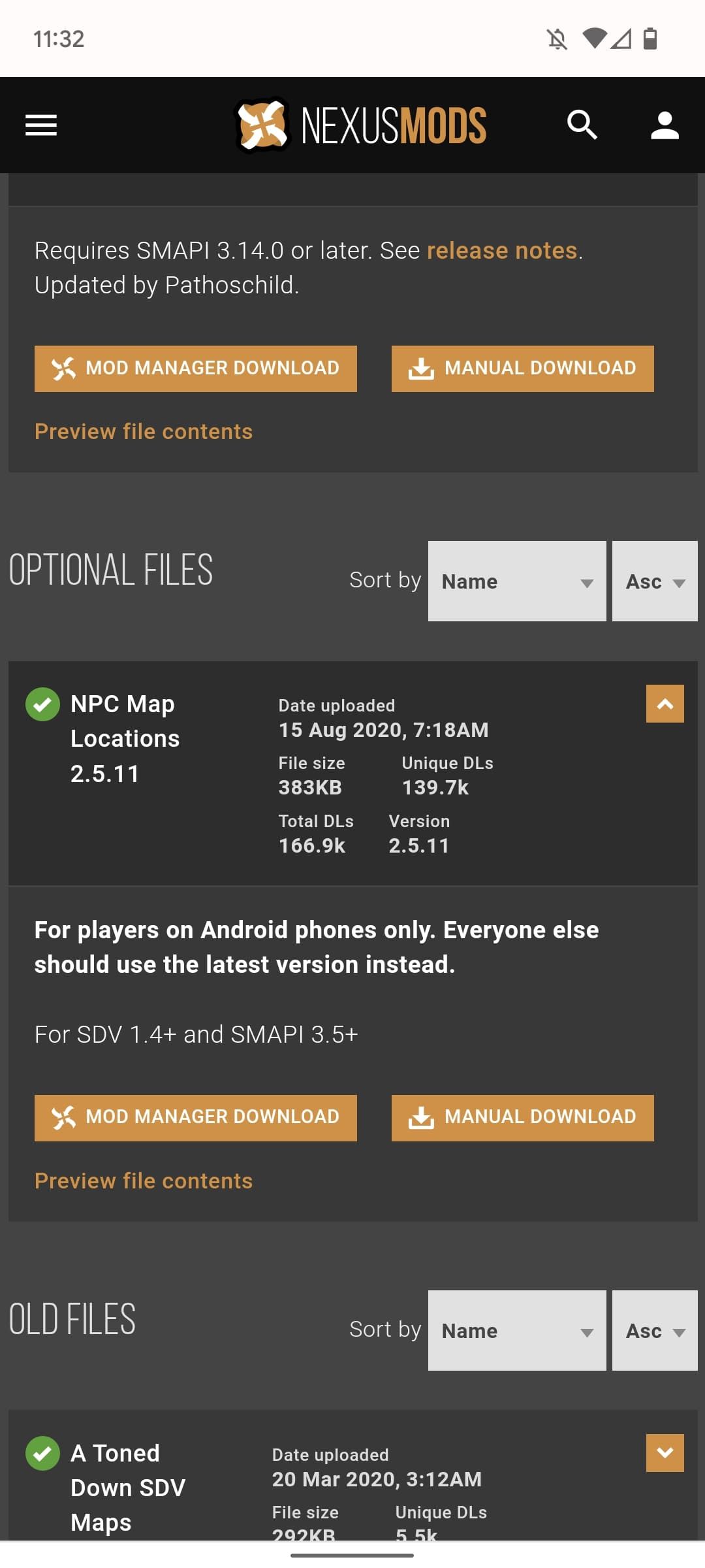 captura de tela do site Nexus Mods