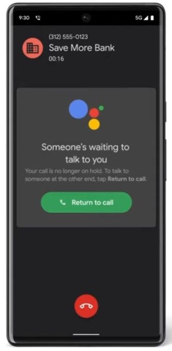 O recurso Hold for Me em ação em uma chamada em um telefone Google Pixel.