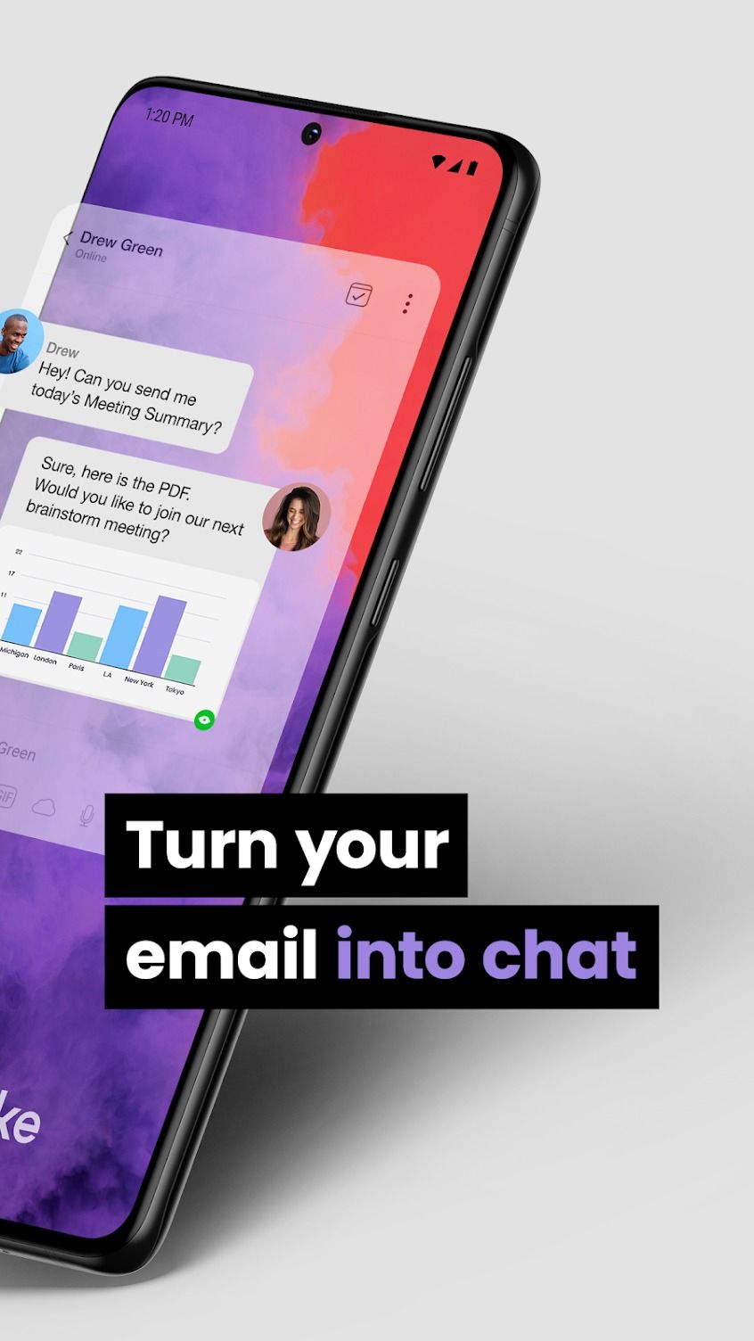 A foto promocional do aplicativo de e-mail Spike para transformar seu e-mail em um chat.