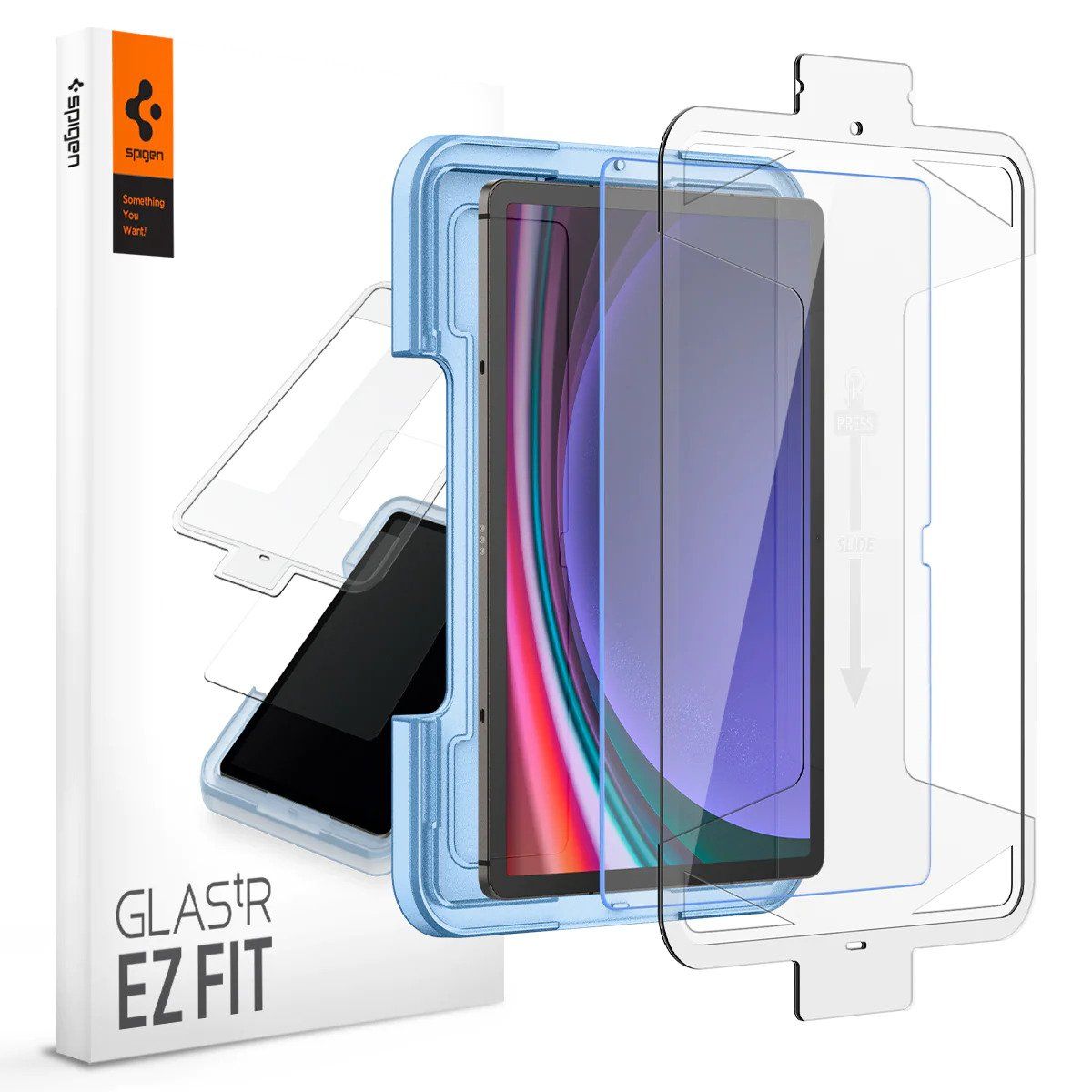   Protetor de tela de vidro temperado Spigen para Galaxy Tab S9 em um fundo branco