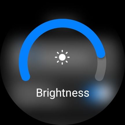 Captura de tela do Samsung Galaxy Watch 6 mostrando a roda de mudança de brilho