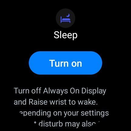 Captura de tela do Samsung Galaxy Watch 6 mostrando a alternância do modo de suspensão