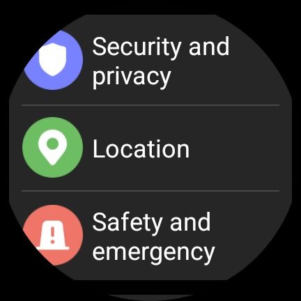 Captura de tela do Samsung Galaxy Watch 6 mostrando o menu de configurações
