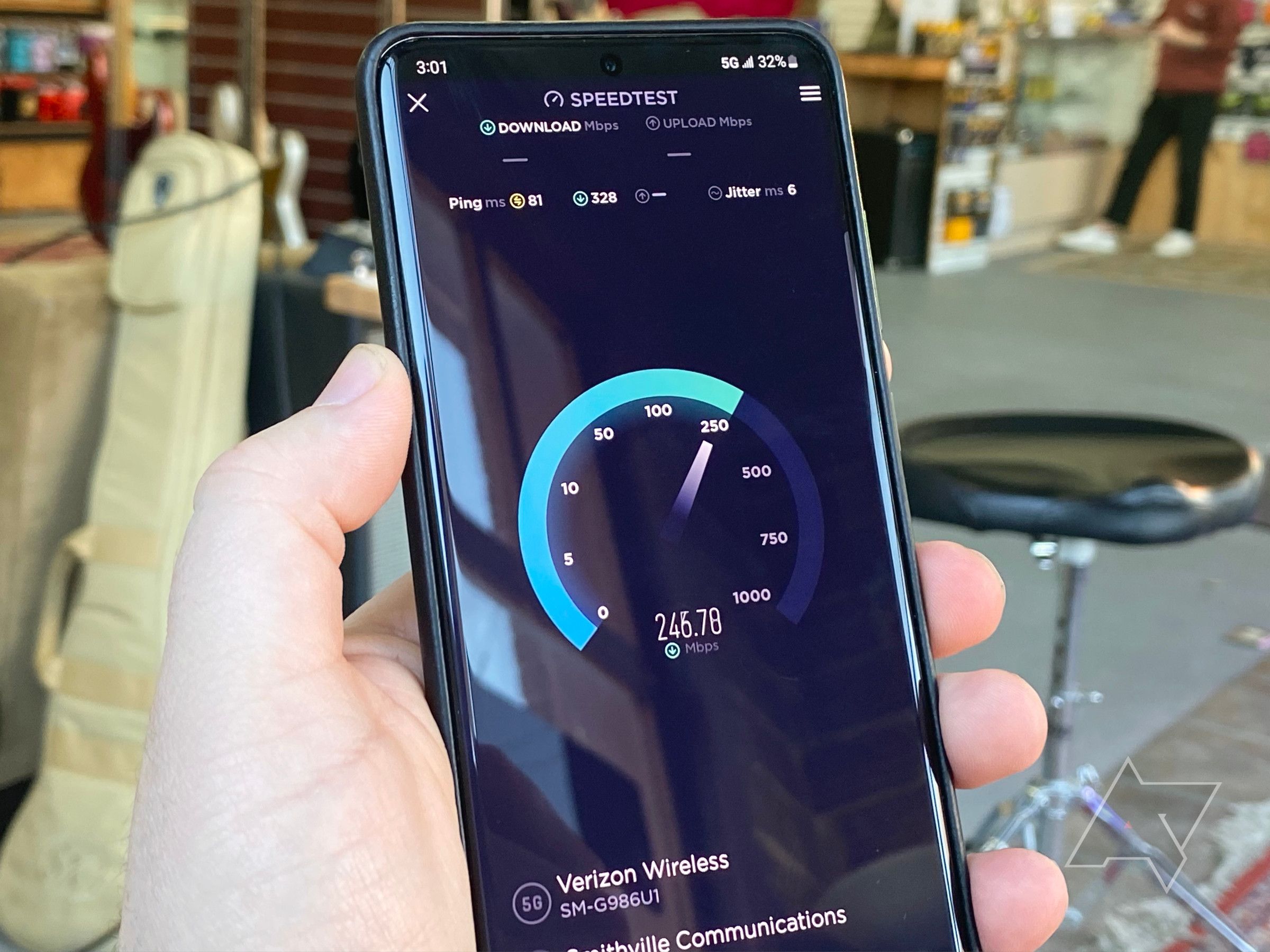 Teste de velocidade no Galaxy S20+ no MobileX Verizon 5G