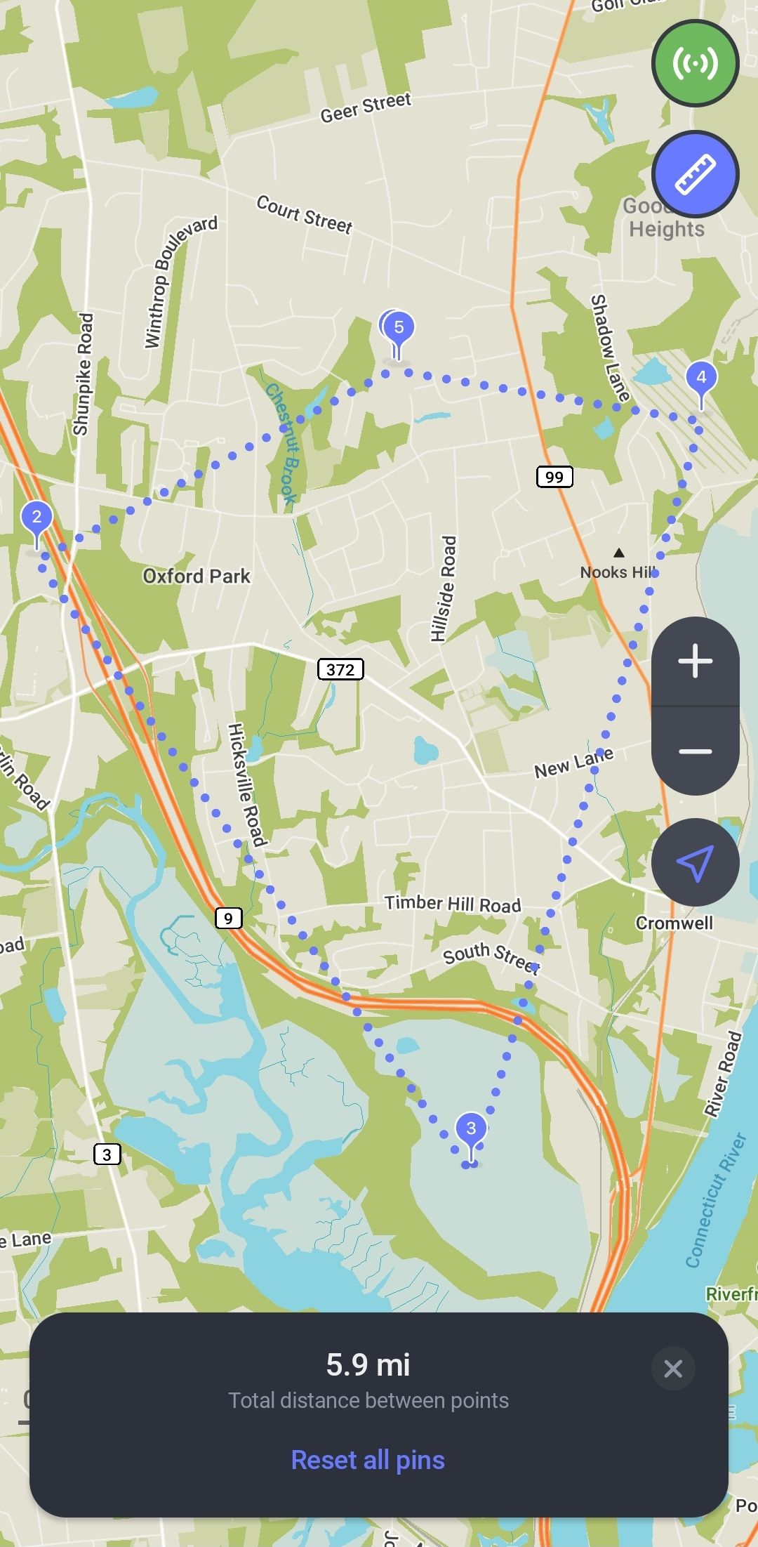 A página de mapas offline do aplicativo MAPS.ME para Android.