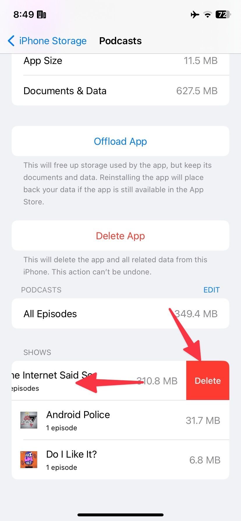 remover podcasts no iPhone