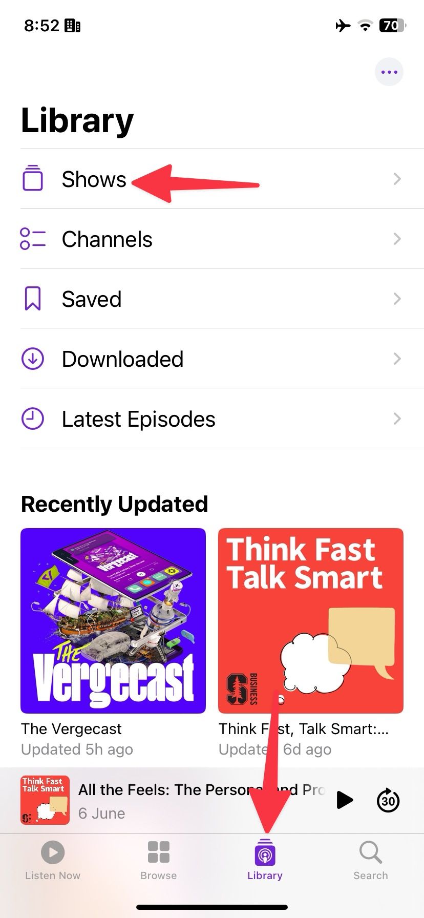 programas de podcast no iPhone
