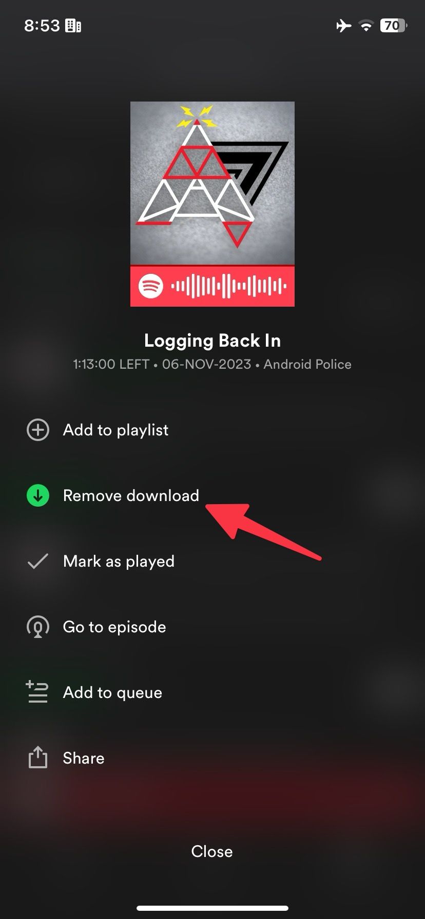 remover downloads de podcast no Spotify