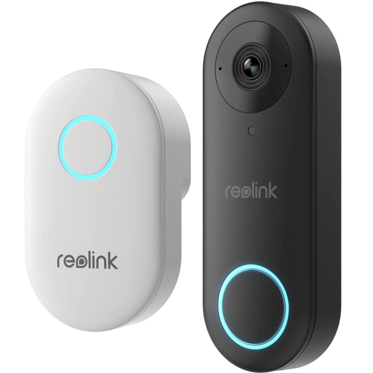 Reolink Video Doorbell Wi-Fi e carrilhão interno contra um fundo branco