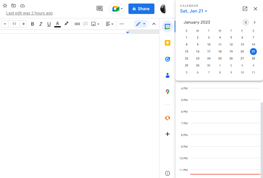Selecionando uma data no complemento do Google Agenda no Google Docs