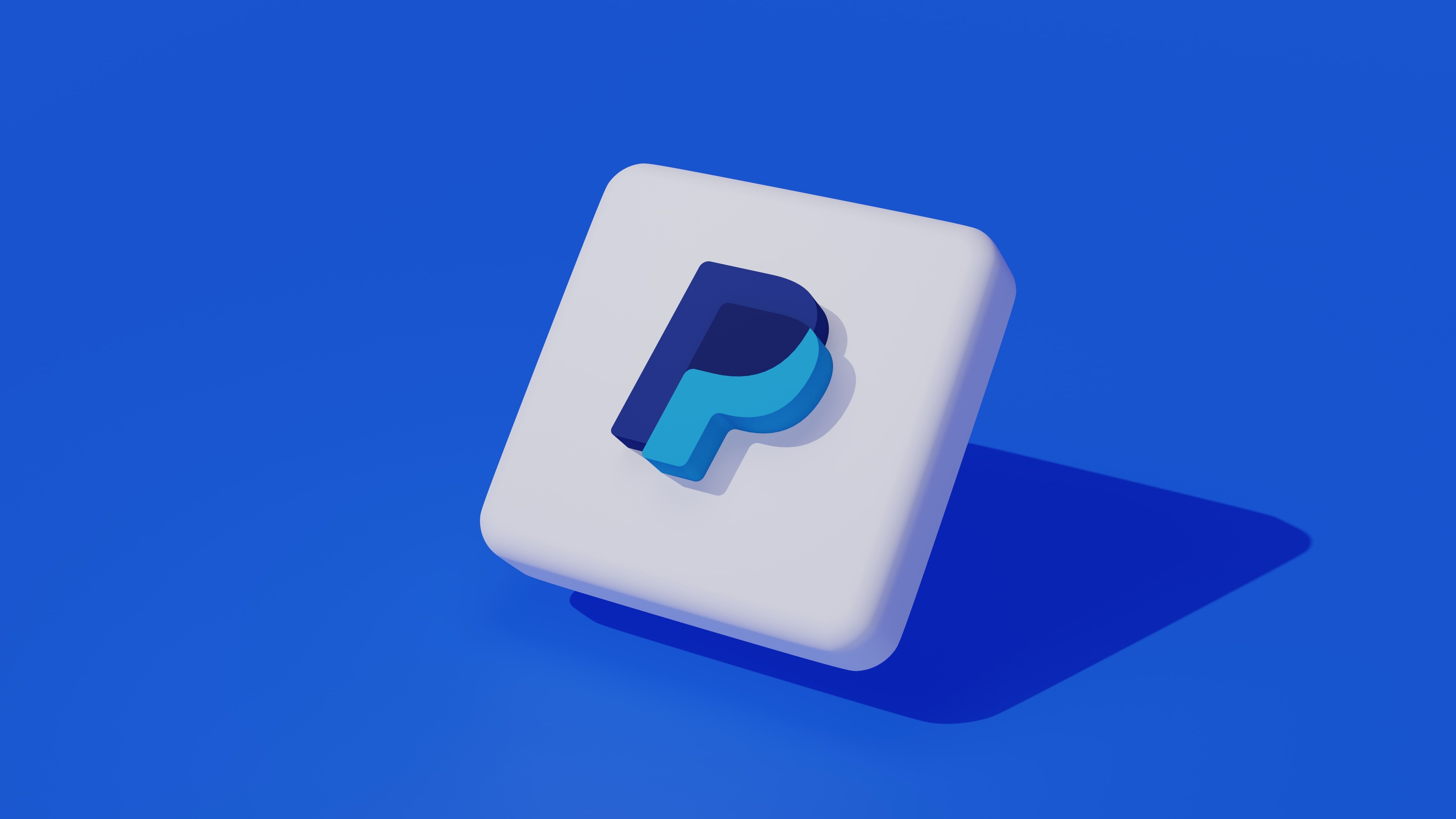 Logotipo 3D do PayPal com fundo azul