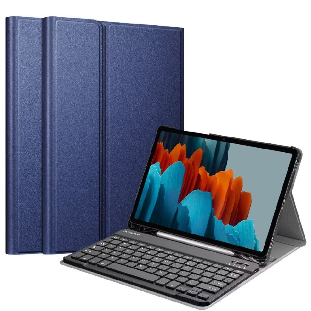Capa Fintie Keyboard Galaxy Tab S8, vistas frontal, traseira e do suporte