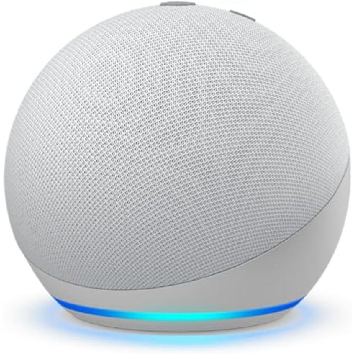 O alto-falante inteligente Amazon Echo Dot (4ª geração) contra um fundo branco
