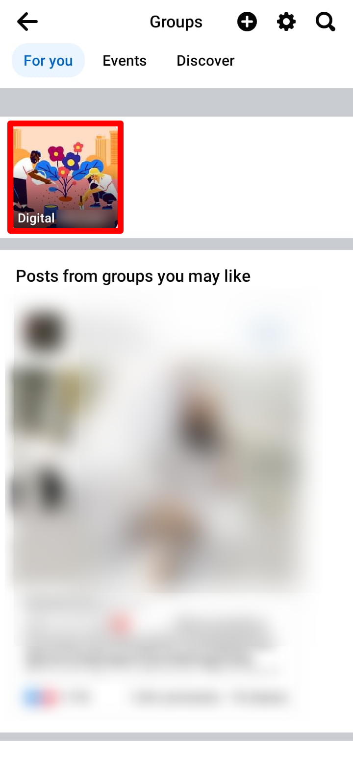 Descubra grupos no Facebook no telefone Android