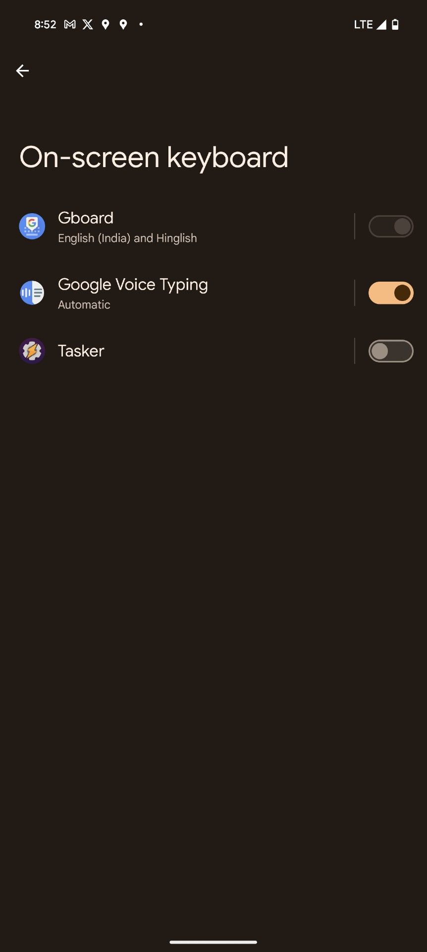 Teclados instalados no Google Pixel