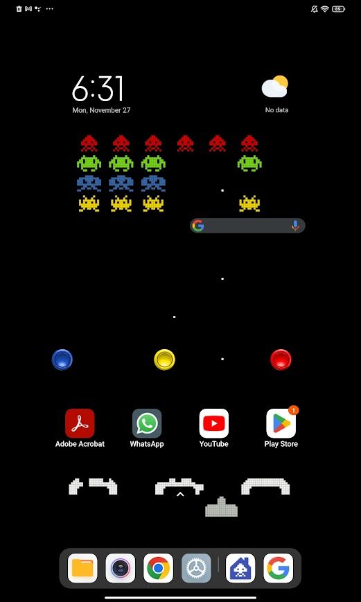 Tela inicial do tablet Android com tela inicial do jogo Arcade