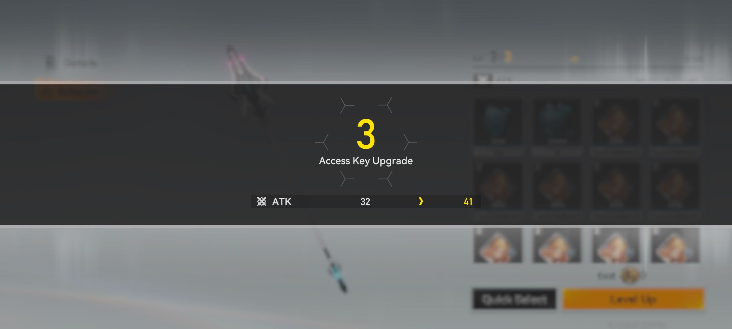 atualização da chave de acesso nível 3 com mudança de ataque de branco para amarelo