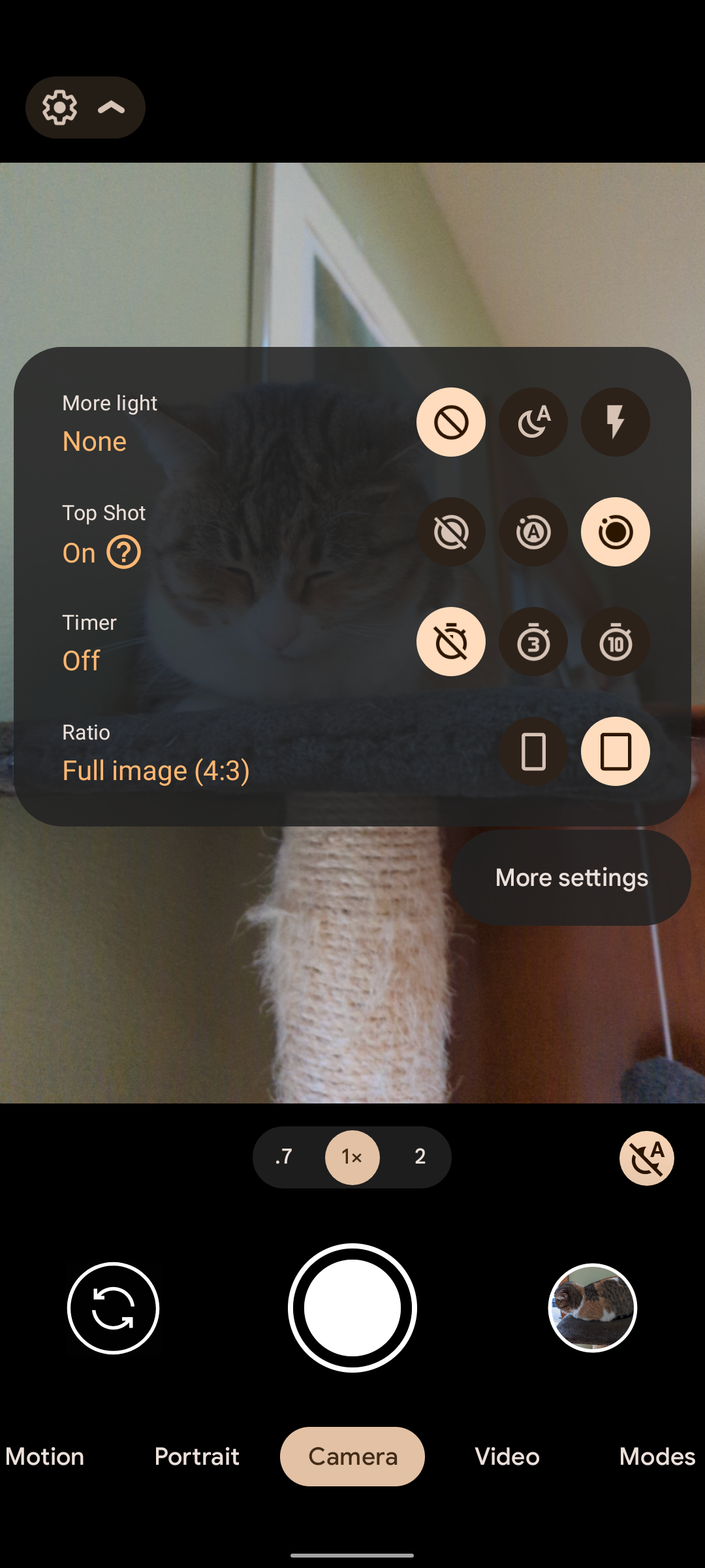 Captura de tela das configurações da câmera do smartphone Google Pixel