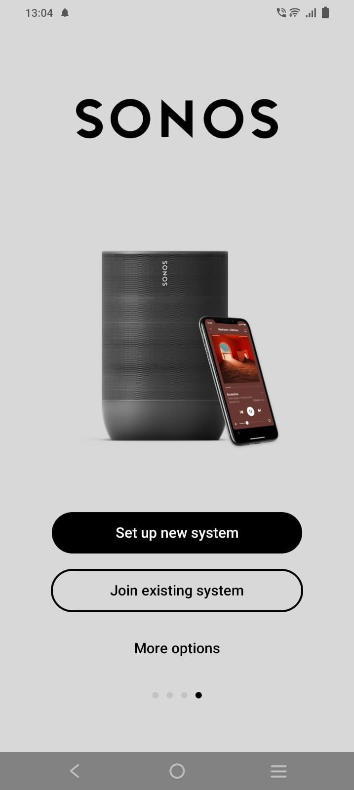Captura de tela da página de configuração do produto Sonos no aplicativo Sonos