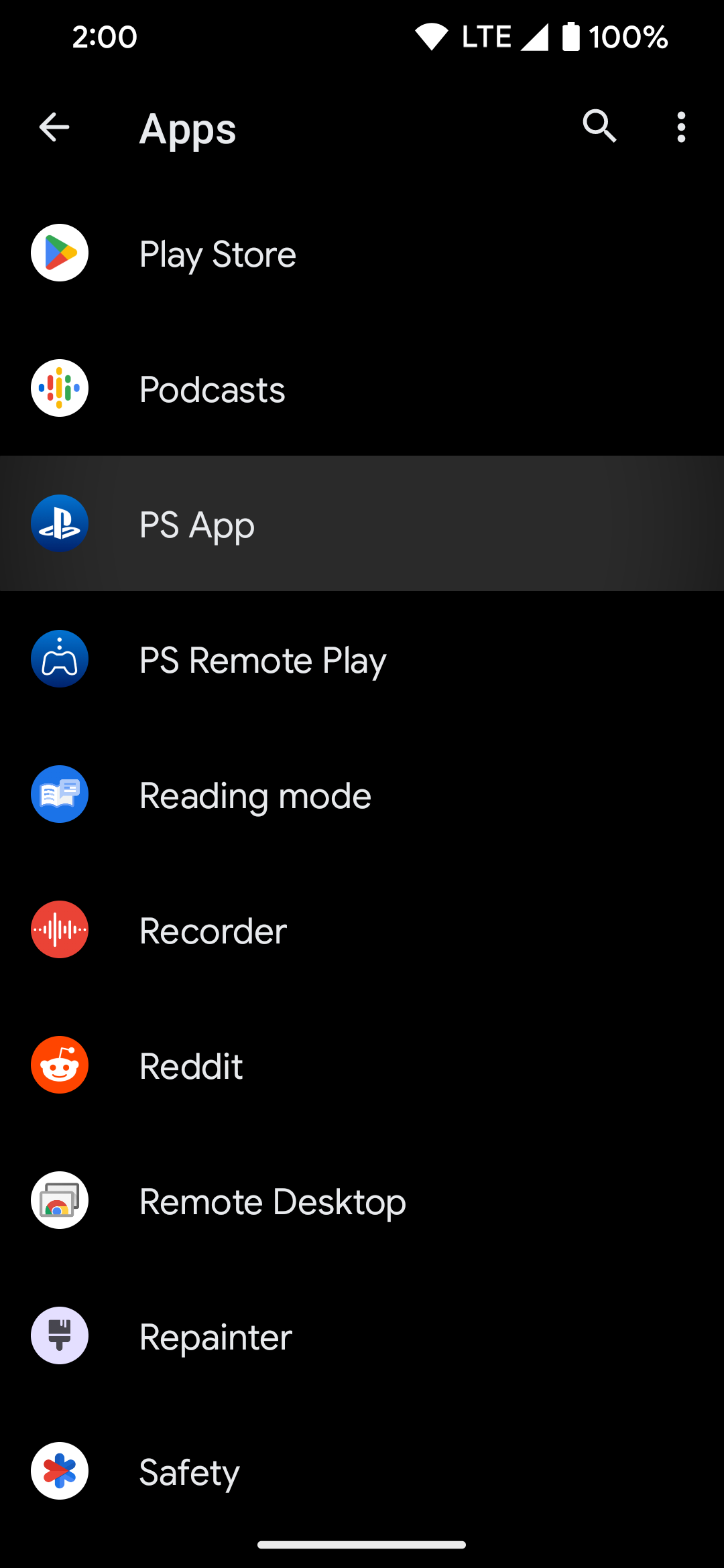 Selecionando o aplicativo PS para alterar o tema do ícone no aplicativo Shortcut Maker para Android
