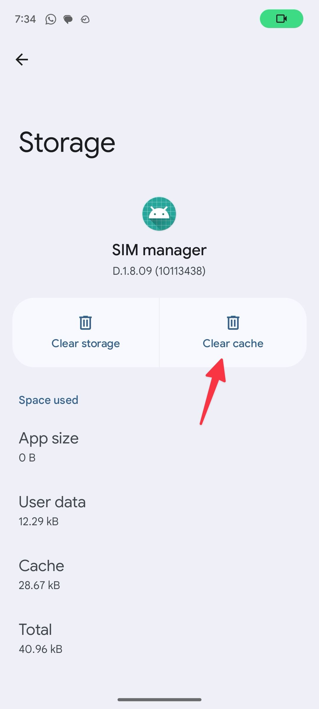 limpar cache do gerenciador SIM