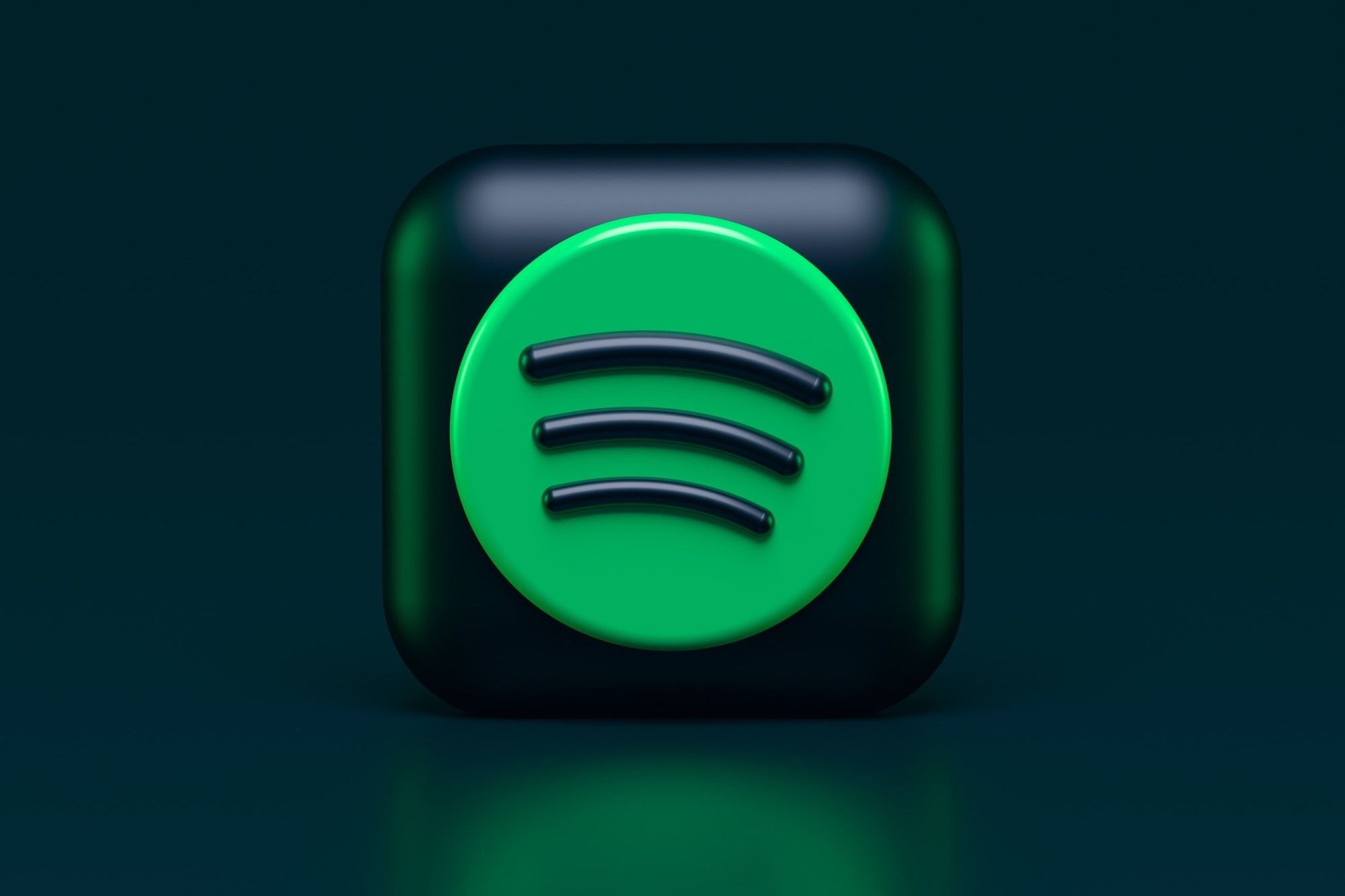 Logotipo 3D do Spotify contra um fundo preto