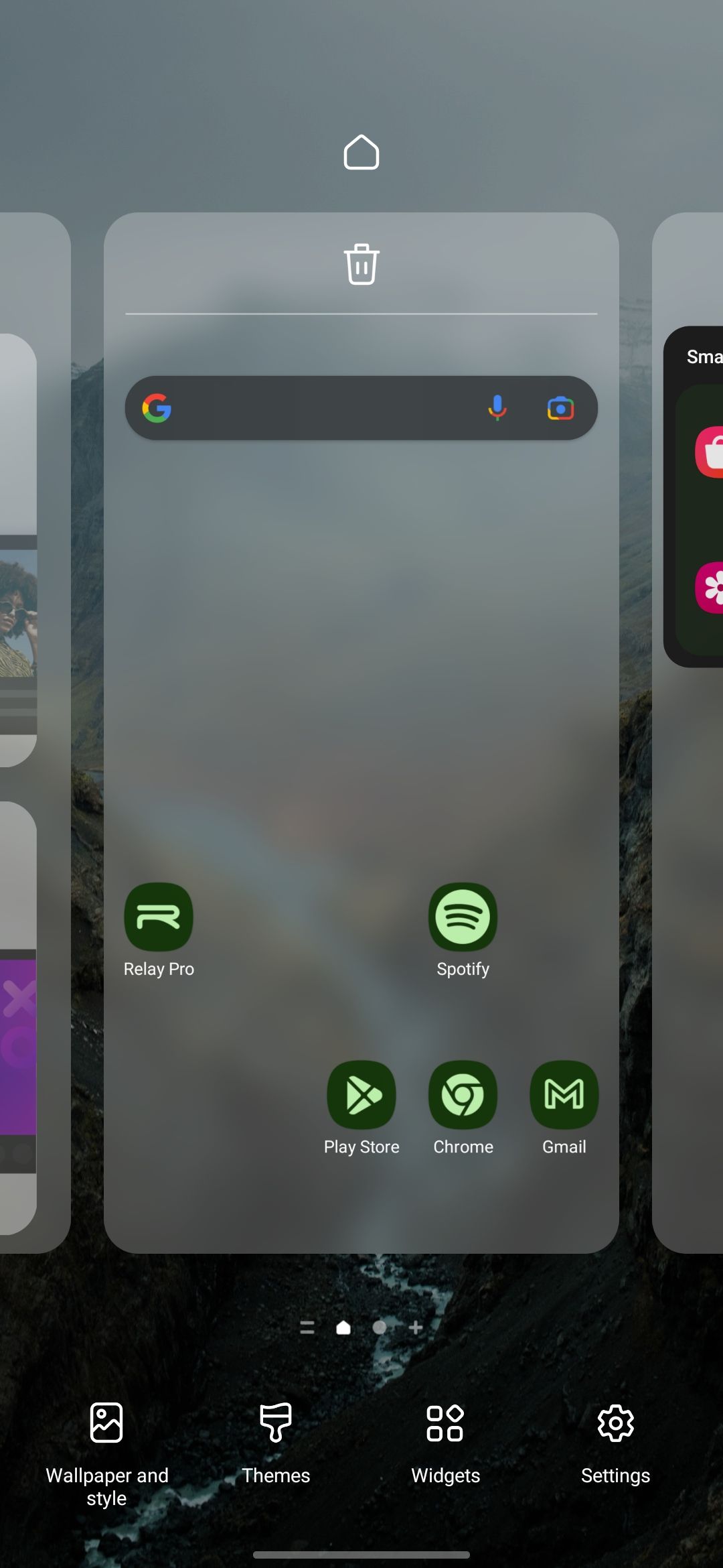 Captura de tela da tela inicial do One UI 5 com menu inferior