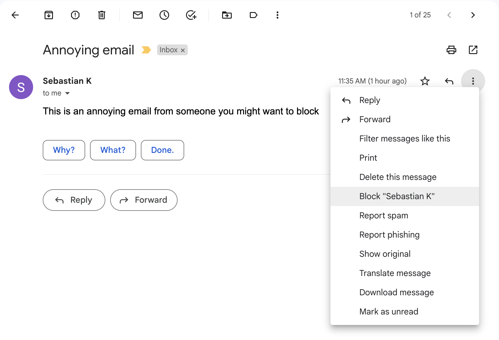 Bloquear um remetente no Gmail