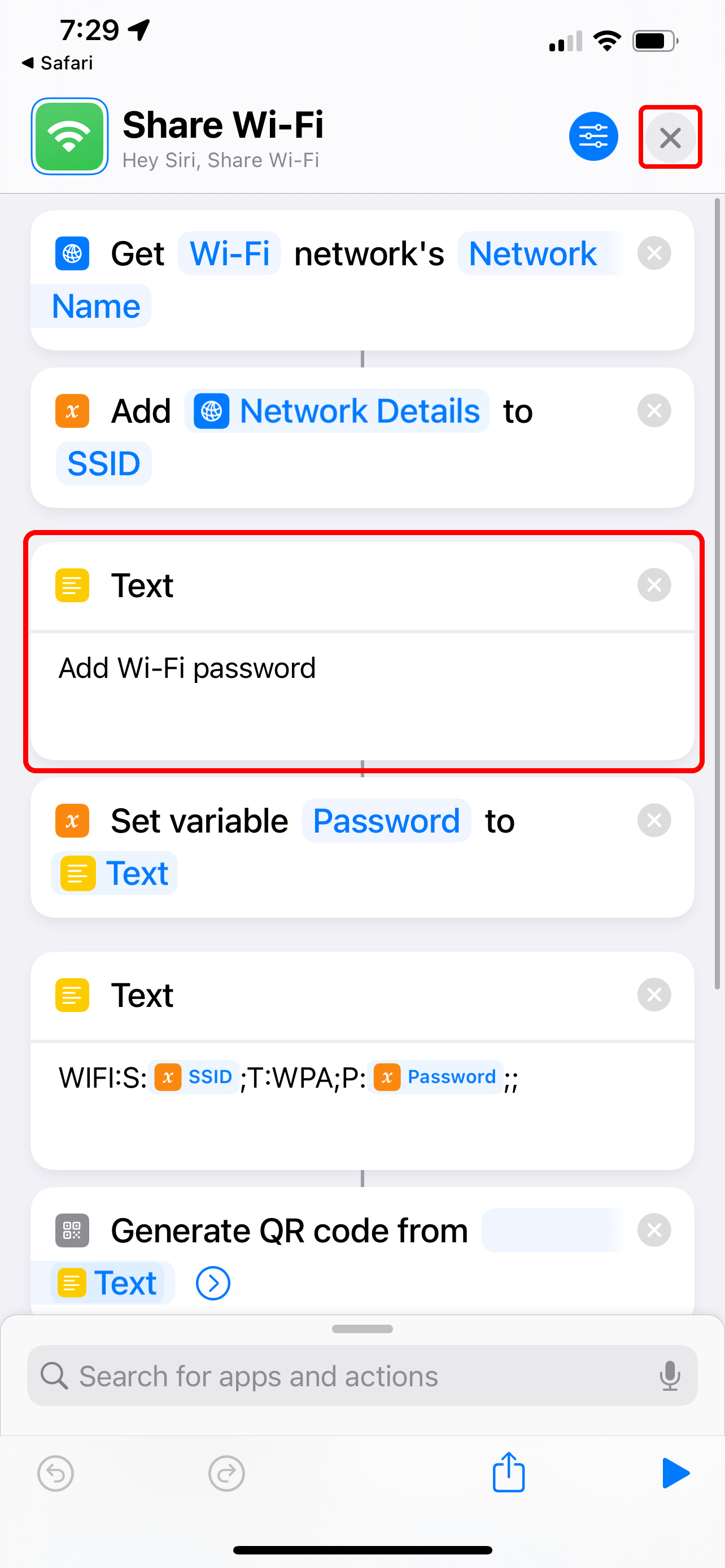 compartilhe a página de ajuste de wifi com a entrada de texto e o botão Fechar destacados 