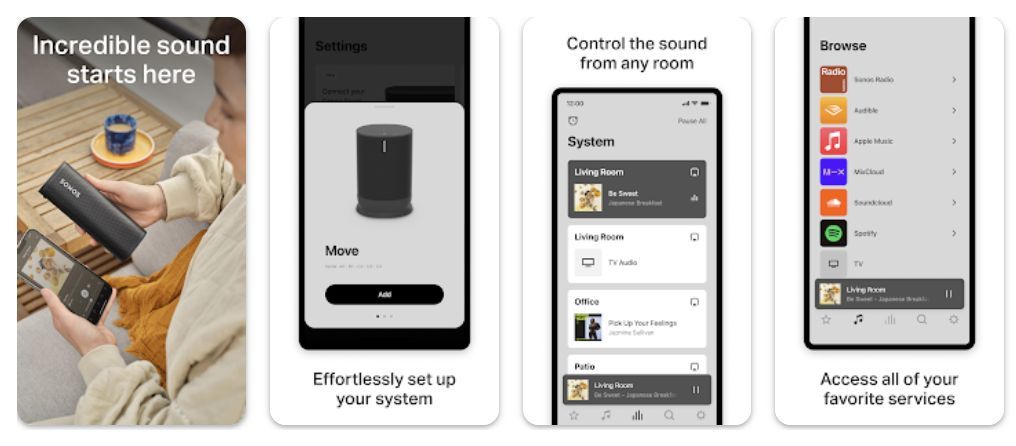 Captura de tela do aplicativo Sonos no Google Play