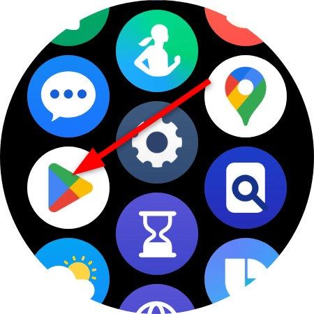 captura de tela mostrando o ícone do aplicativo Play Store no Galaxy Watch 4