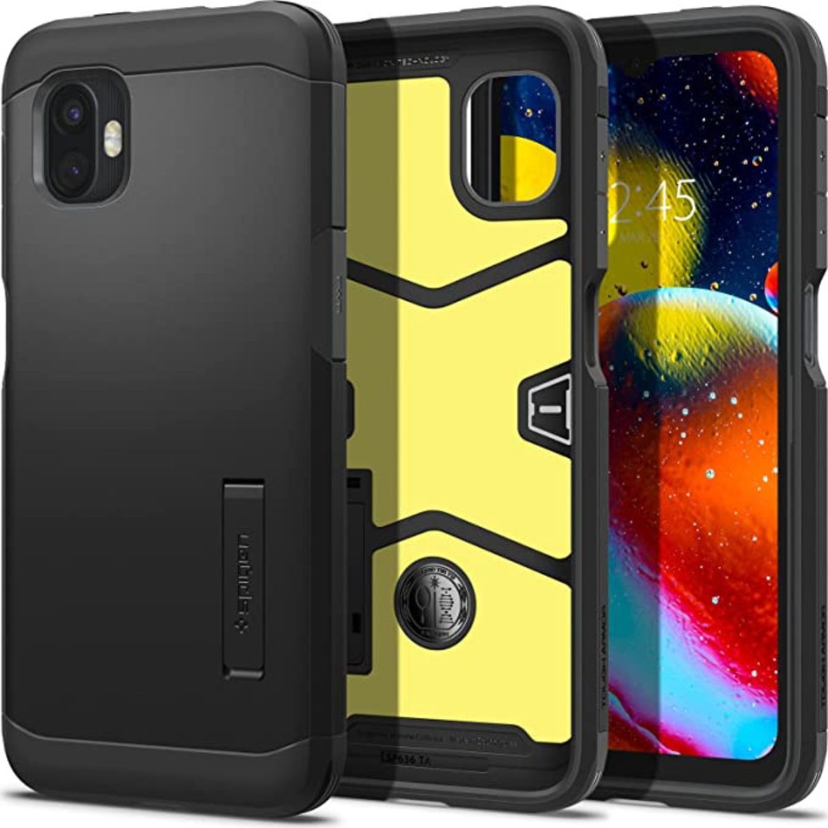 Capa Spigen Tough Armor para Galaxy XCover6 Pro, vistas frontal, interna e traseira